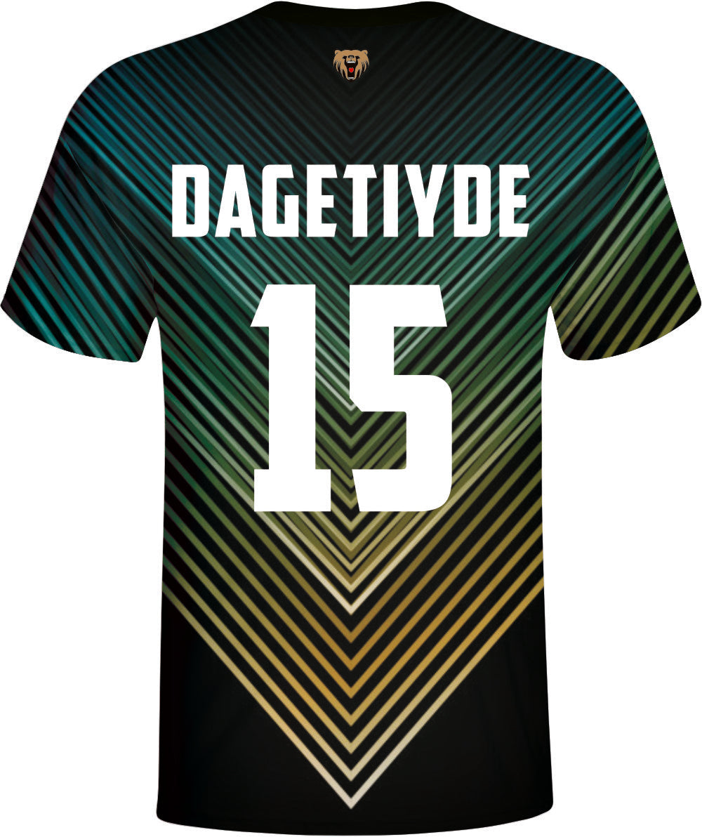 Green Gold V-Shaped Esports Jersey with Custom Name