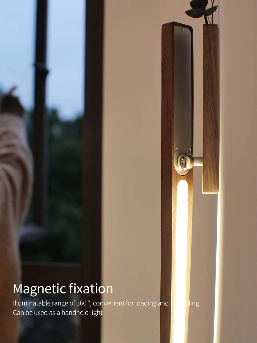 Extended Solid Wood Wall Vase Lamp with Motion Sensor-1
