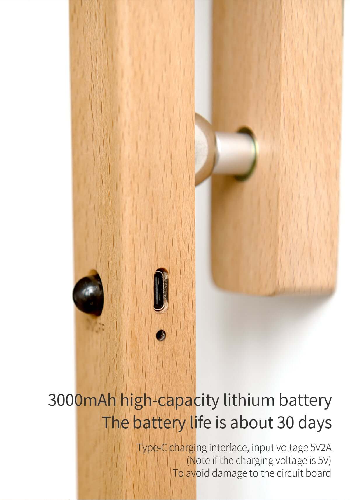 Extended Solid Wood Wall Vase Lamp with Motion Sensor-4