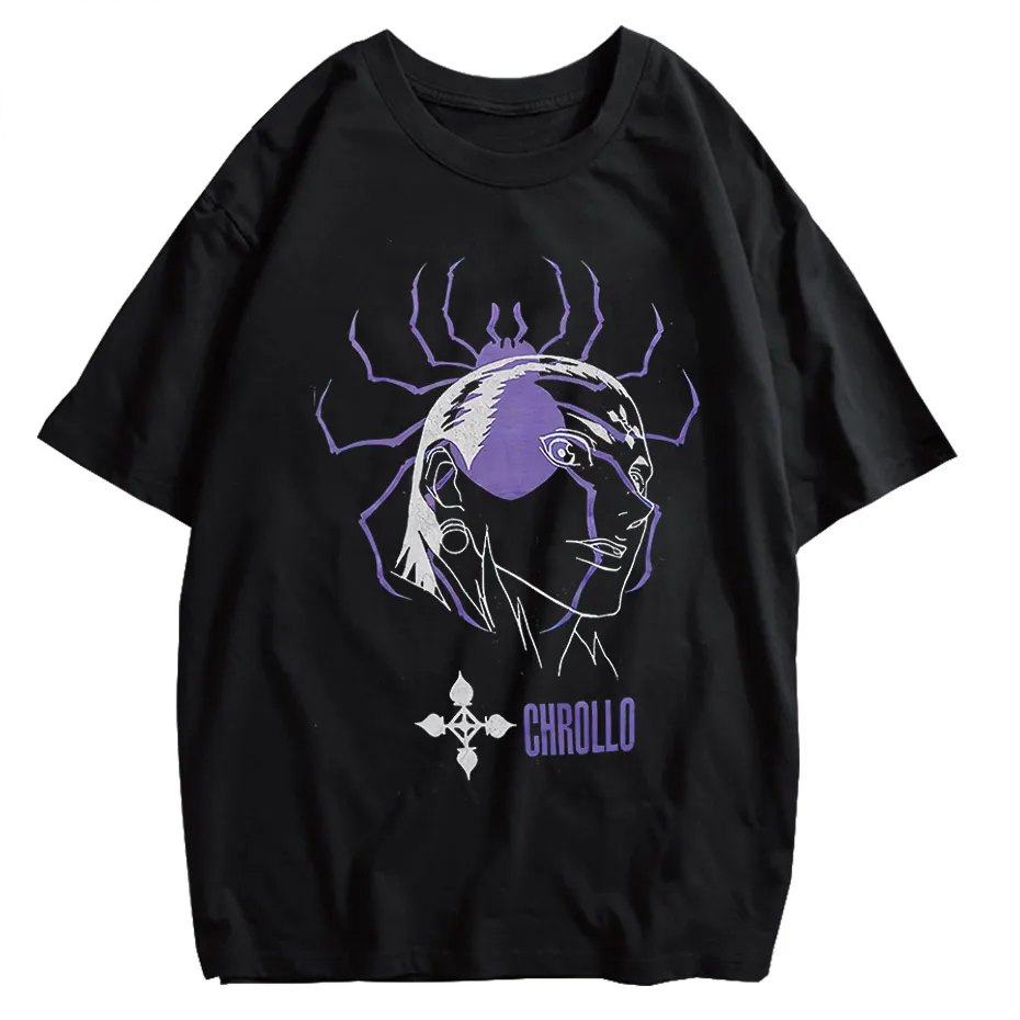 Vintage Washed Hunter x Hunter Chrollo Phantom Troupe Anime T-Shirt Men Harajuku Tee