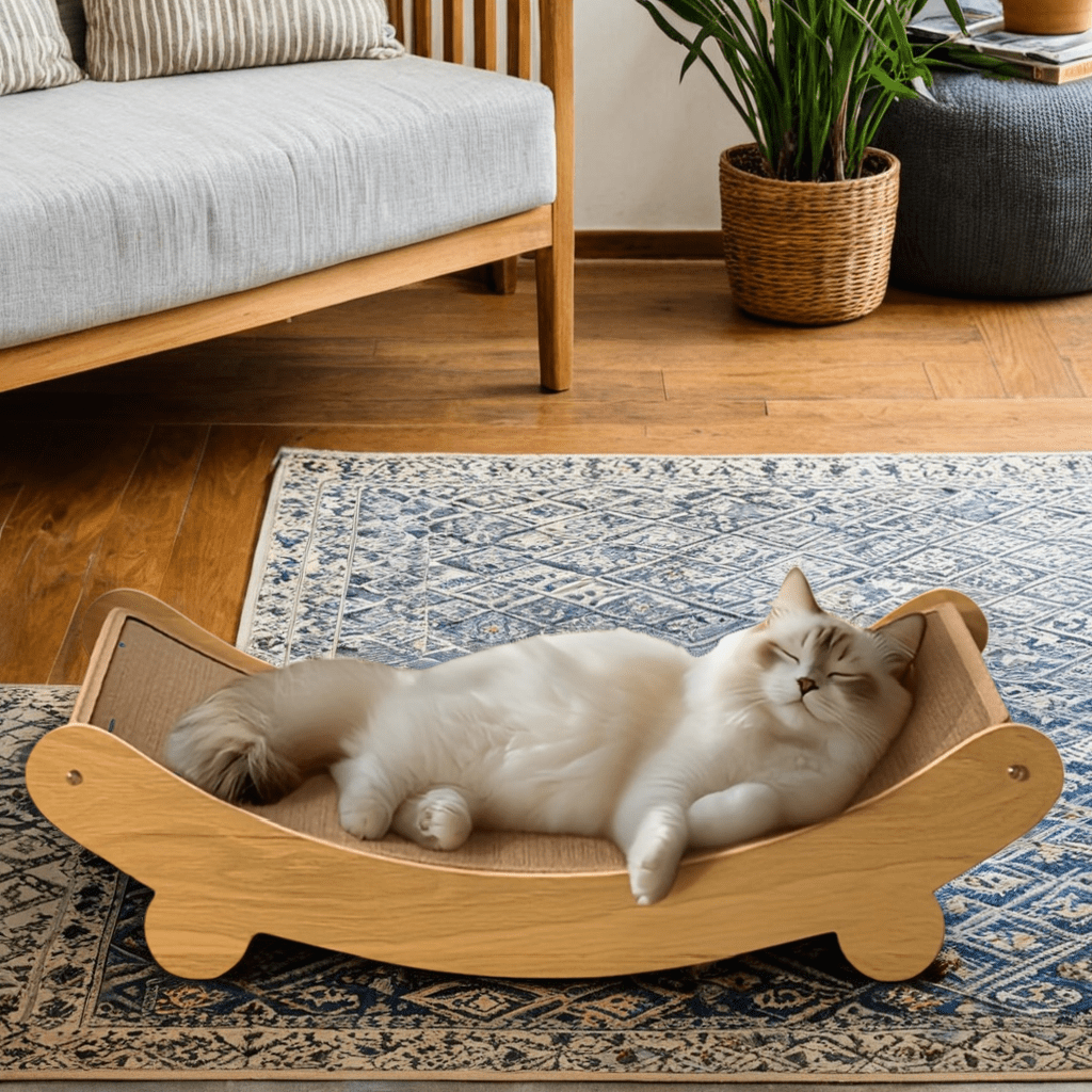 Space-Saving Wooden Cat Scratcher Tower for Cats-3