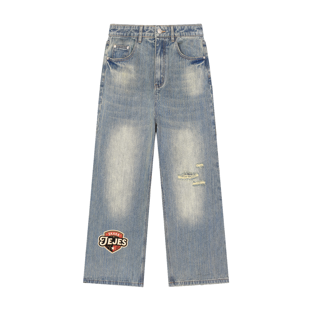 Vintage Wash Distressed Denim Jeans