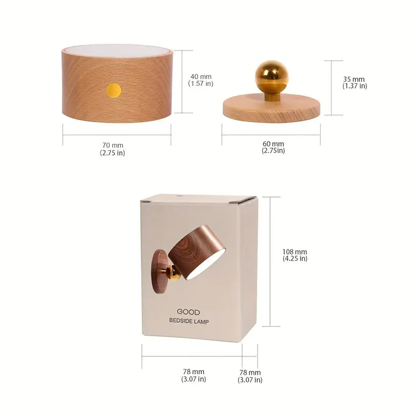 Wireless Sapele Wood Bedroom Reading Lamp in Sapele Wood color-3