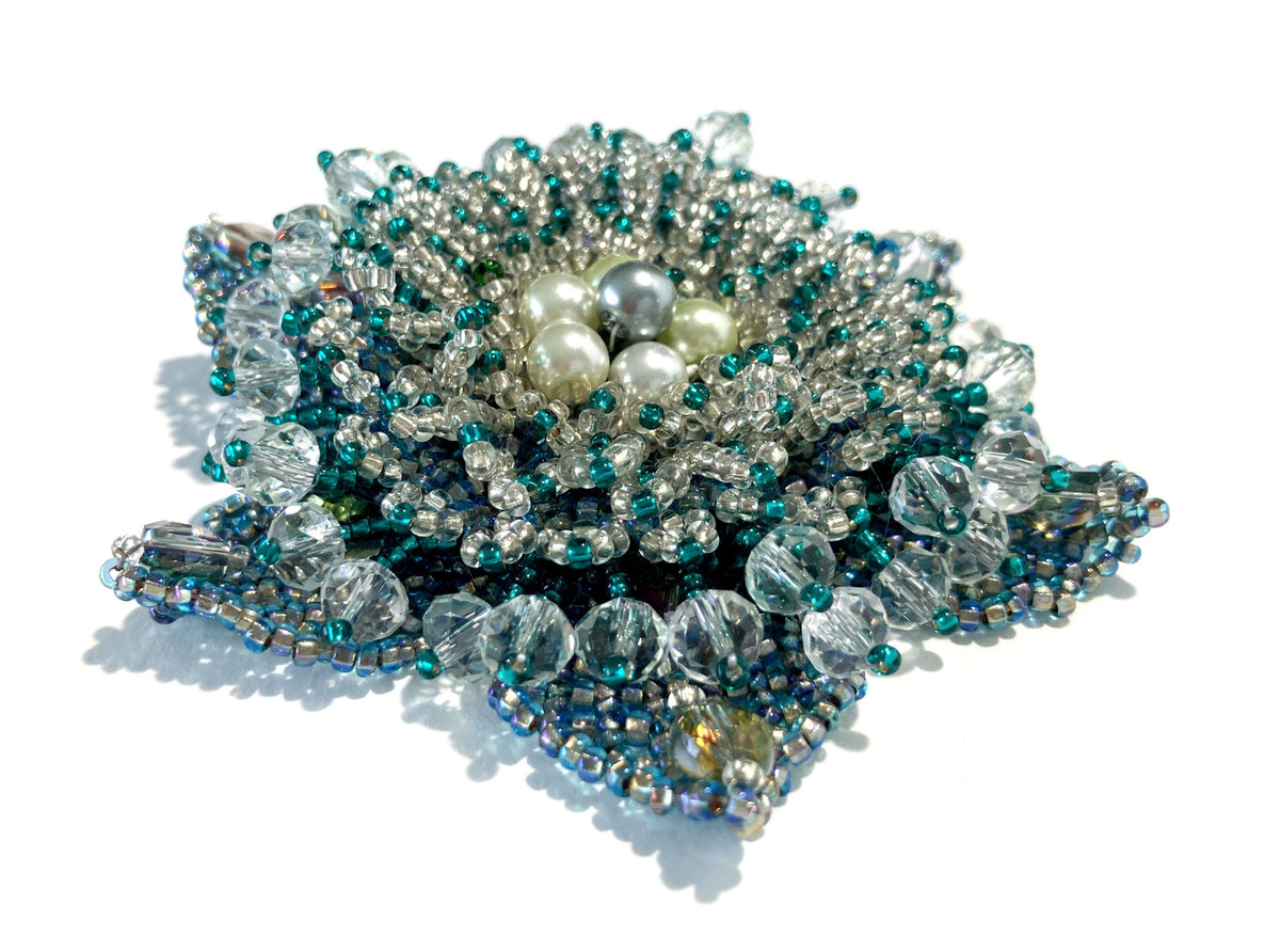 Brooch "Turquoise and Pearls"-1