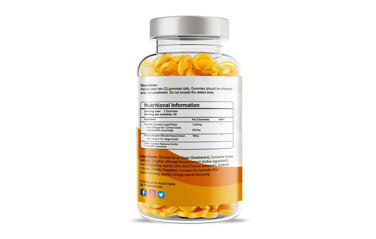 Turmeric Curcumin with Ginger Vegan Gummies - 120 Natural Orange Flavour-2