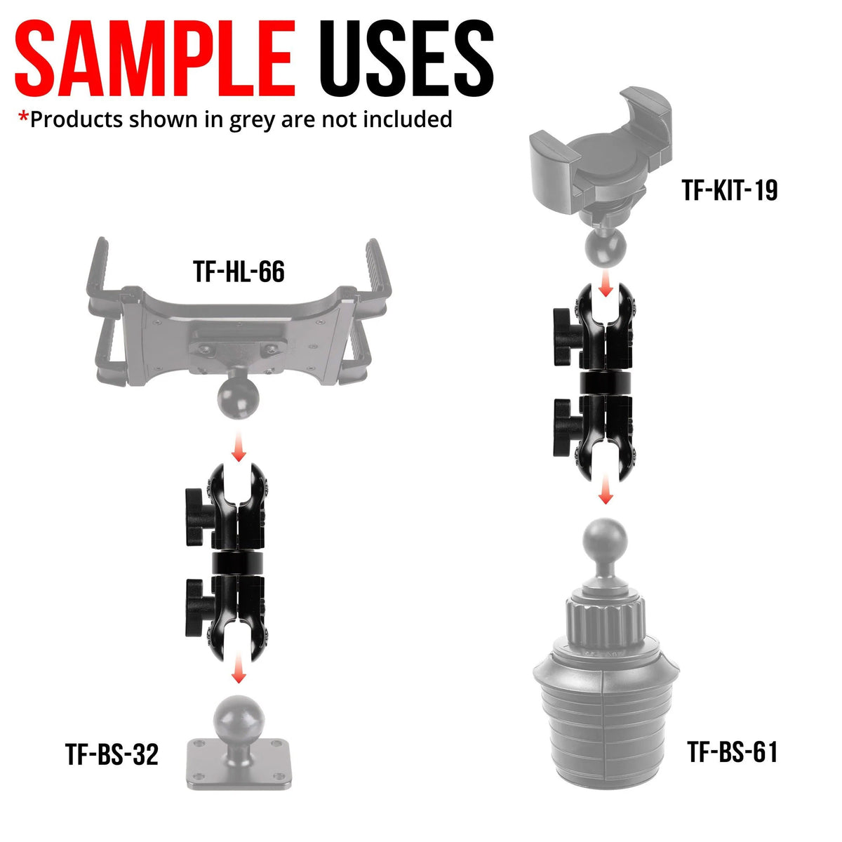 ARM | 4" LONG | IMPACT SERIES 26MM METAL BALL SYSTEM | ALSO FITS 1"/25MM/B-SIZED-1