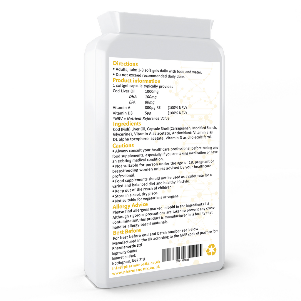 Cod Liver Oil Supplement (1000mg) - 90 Soft Gel Capsules-1
