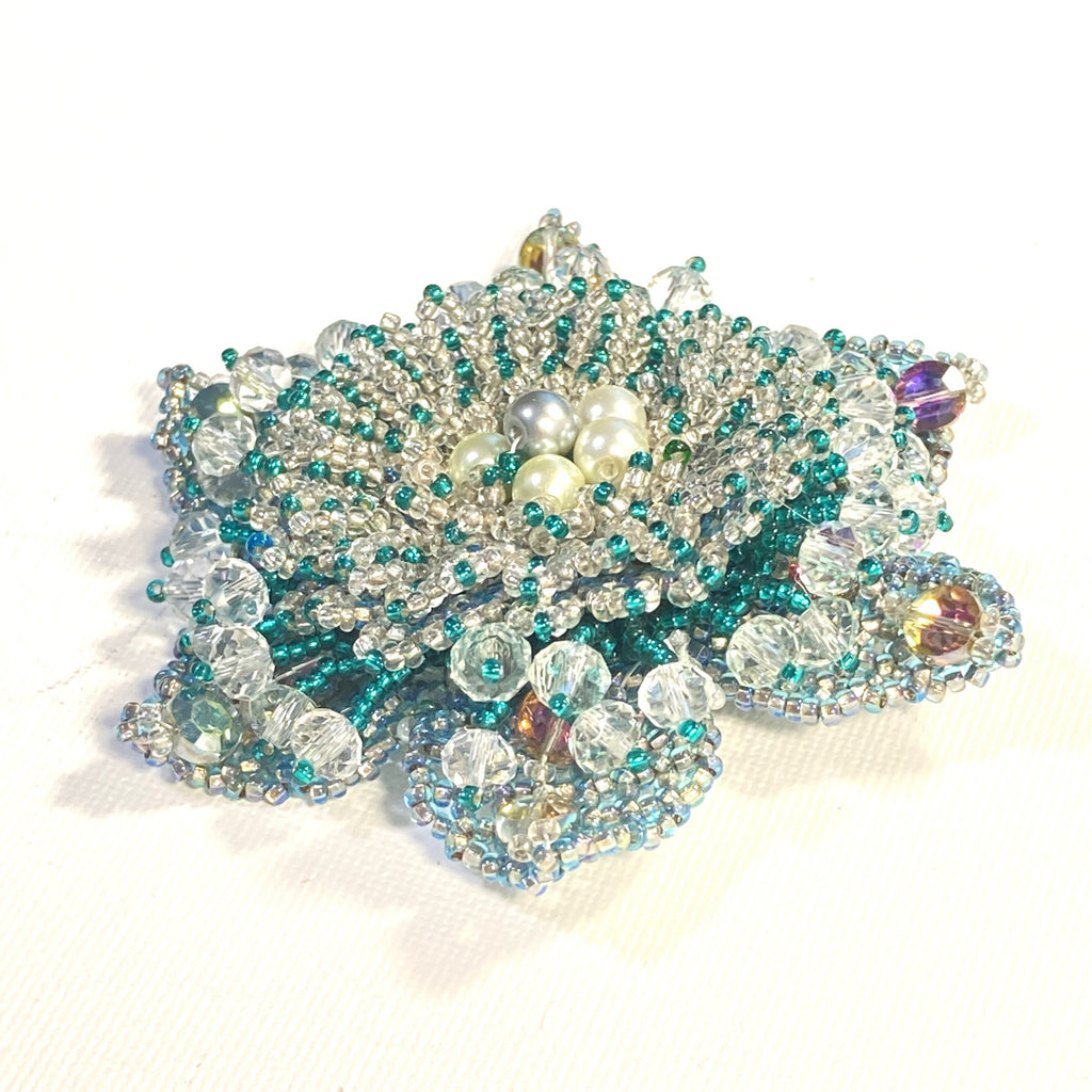 Brooch "Turquoise and Pearls"-4
