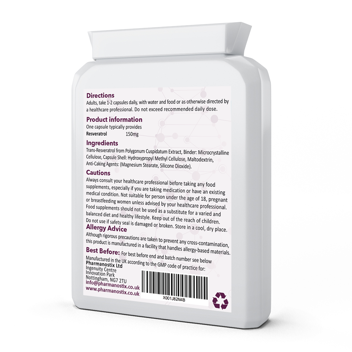 Trans Resveratrol Supplement 150mg - 90 Capsules-1