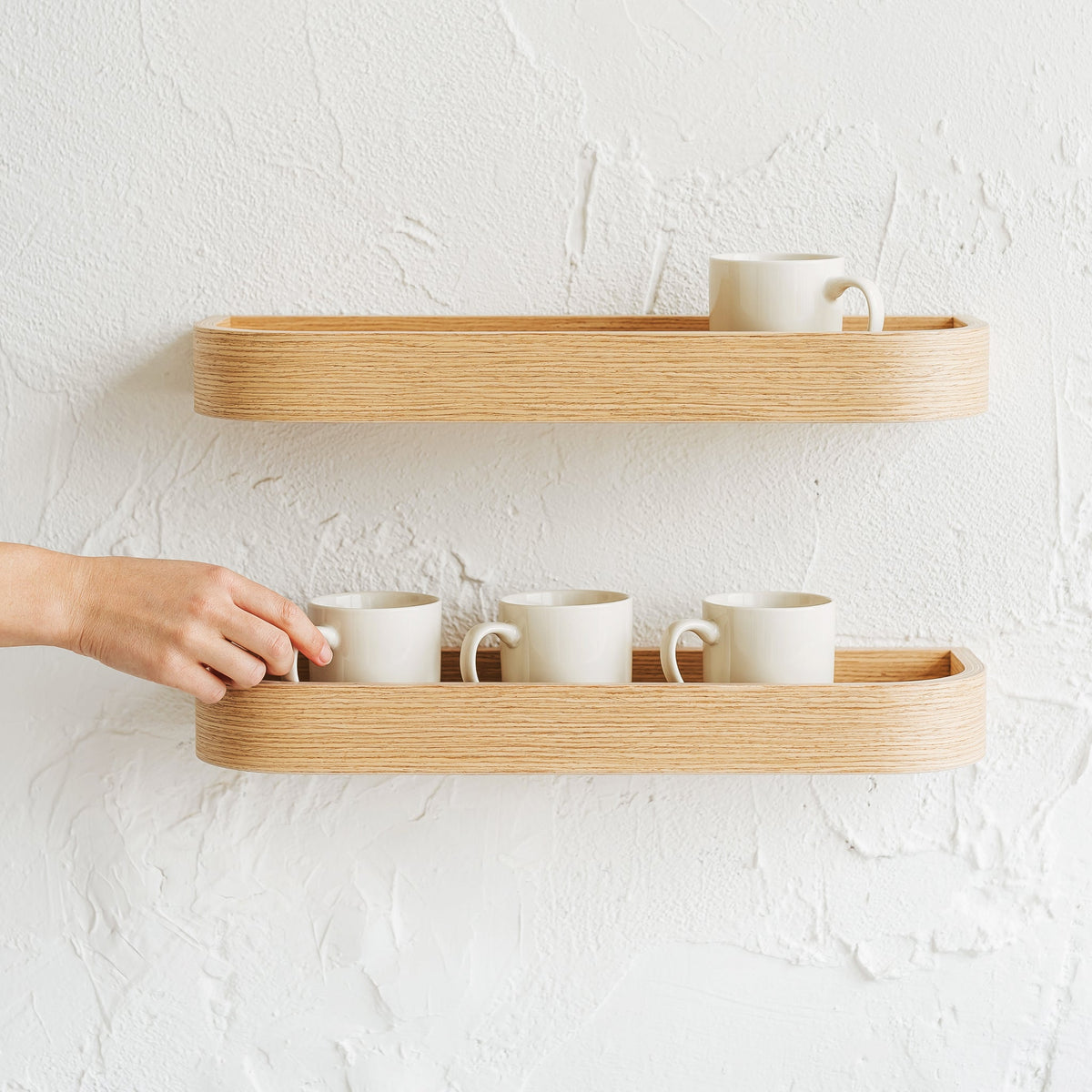 Set of Floating Wall Shelves, Oak Minimalist Ledge Shelf for Home-3