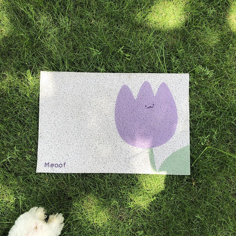 Floral PVC Coil Cat Litter Trapping Mat-0