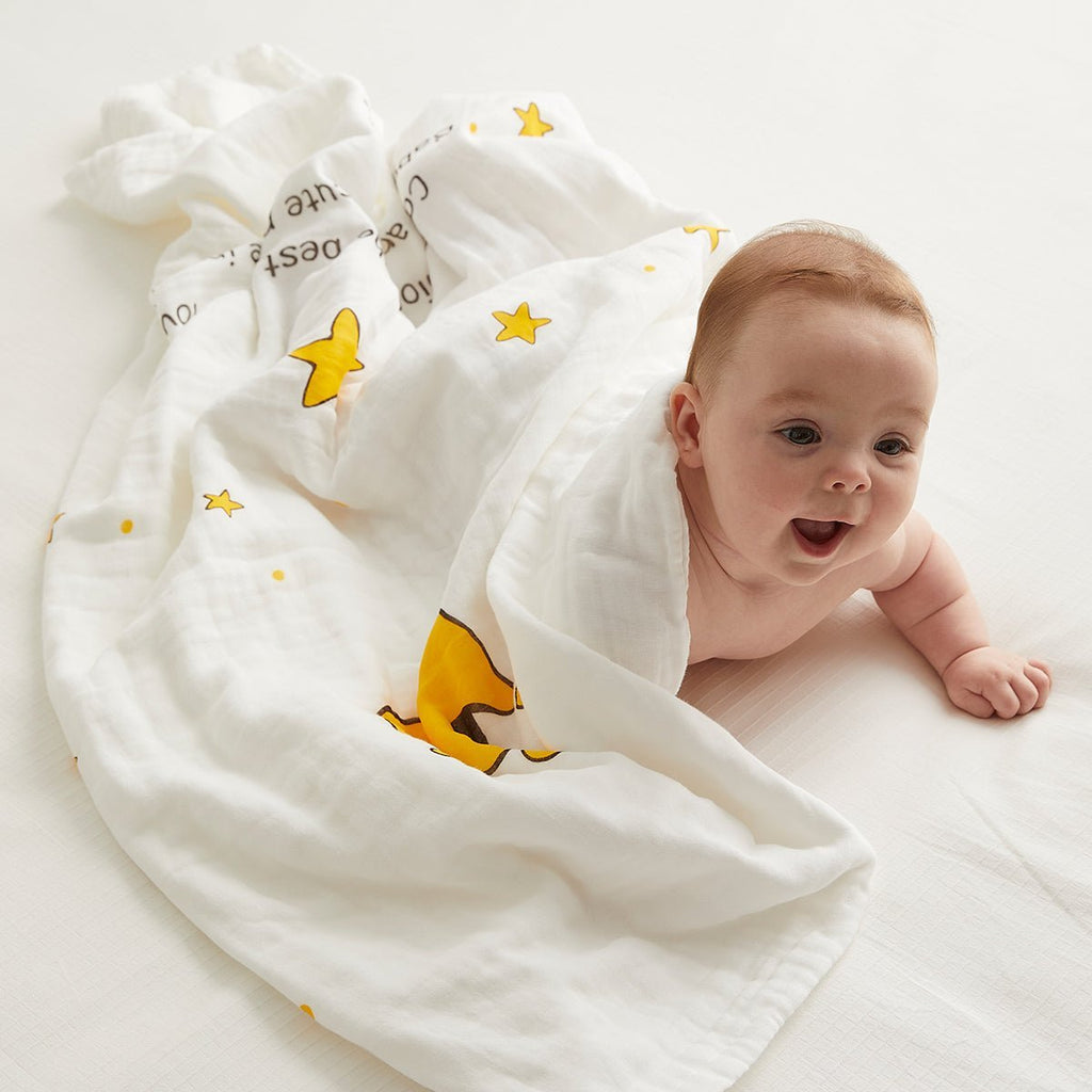 Future Stars Six-layer Cotton Baby Yellow Bath Swaddle Blanket-0