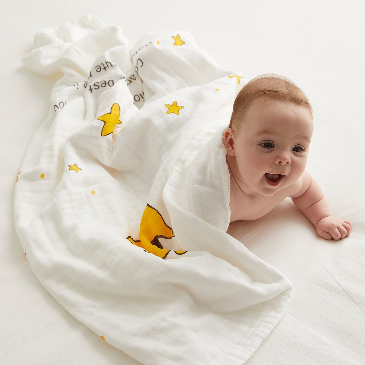 Future Stars Six-layer Cotton Baby Yellow Bath Swaddle Blanket-0