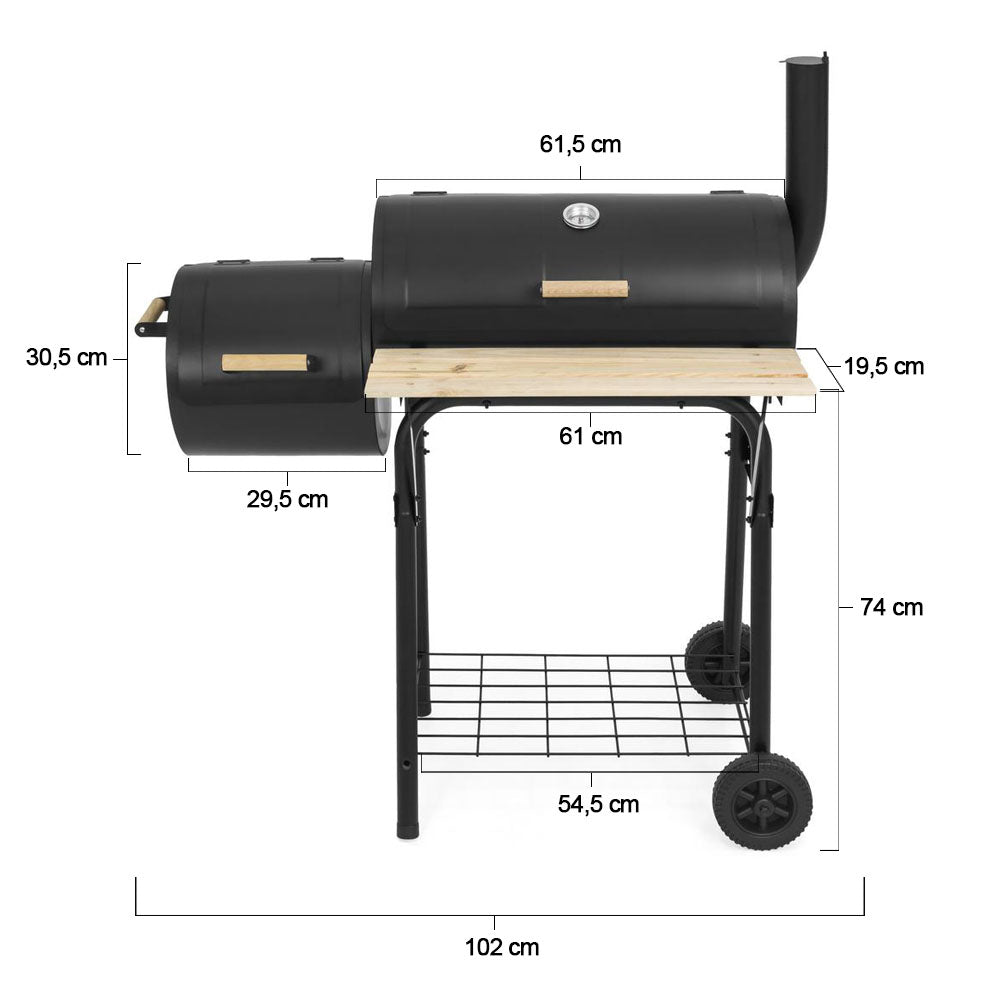 2in1 faszenes BBQ grill és smoker-3
