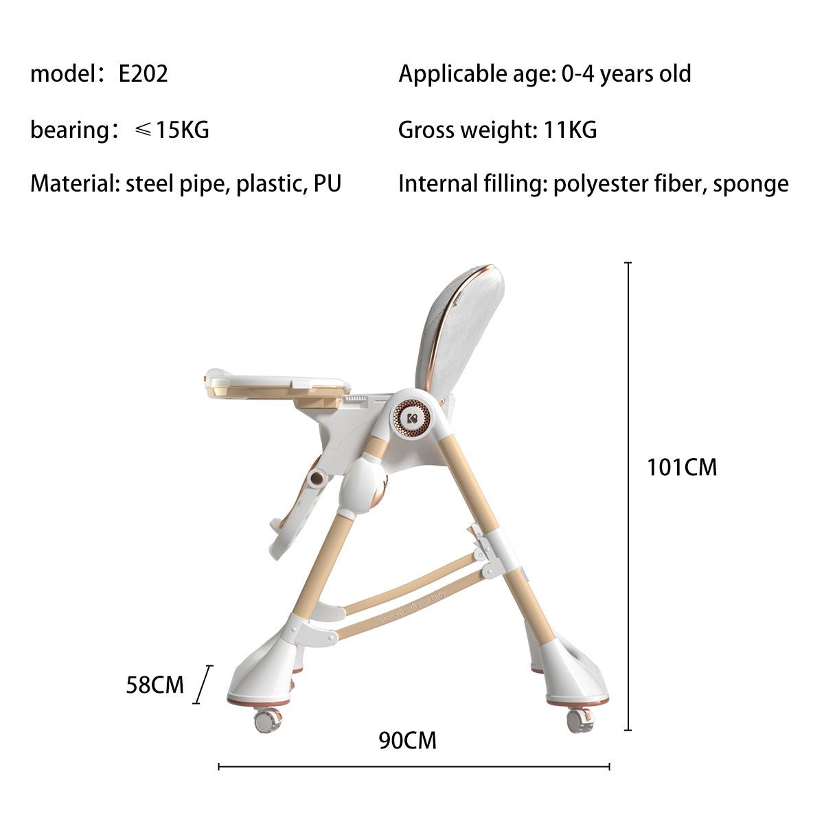 Happy Growth Orange Multifunctional Baby High Chair-1