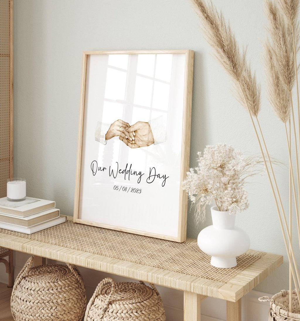 Hochzeit Verlobung Poster · Geschenkidee ·  Datum Text  Personalisiert · Hochzeit Brautpaar · Verlobung · Deko Print · ohne Rahmen-1