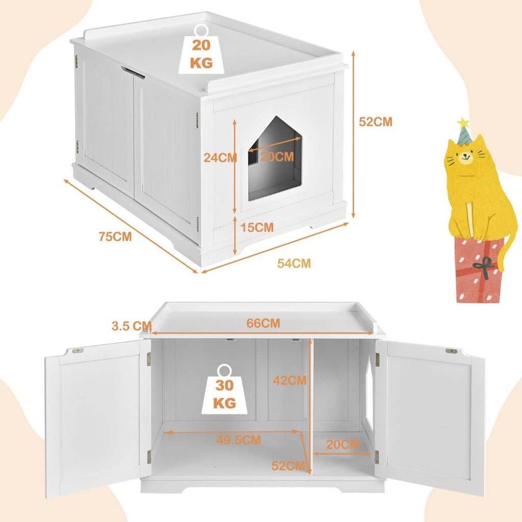 NNECW Cat Litter Box with Magnetic Door and Adjustable Partition-3