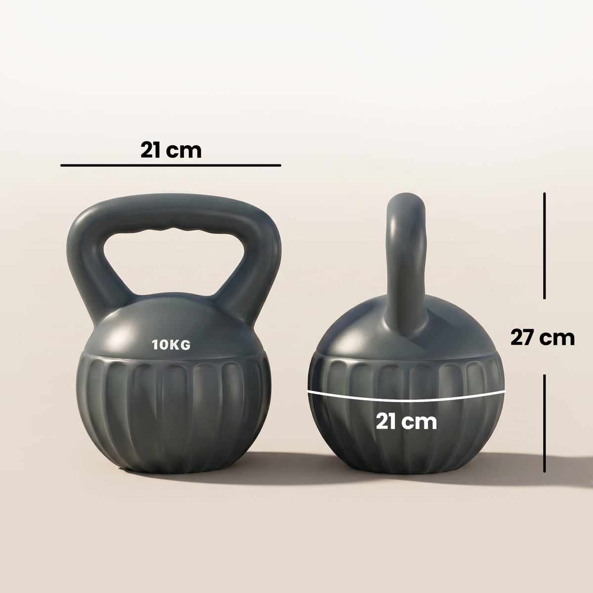 Kettlebell 10 kg, Haltère avec Poignée Antidérapante, Haltère à Boule, Musculation, Entraînement, pour Gym, Gris