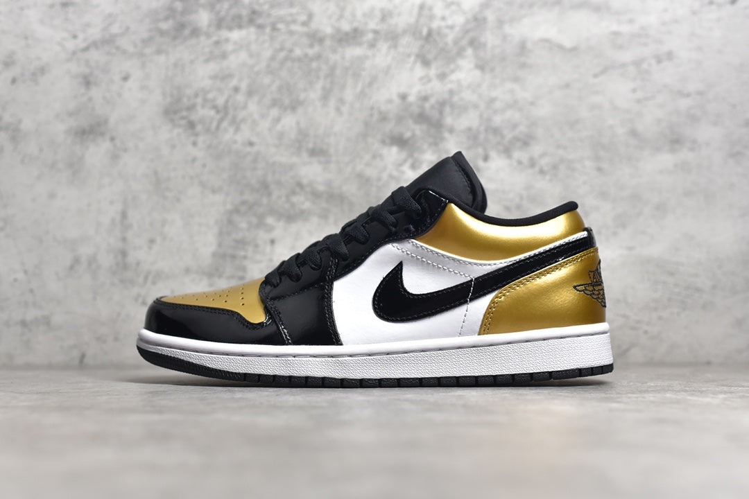 Air Jordan 1 Low Gold Toe guld svart vit herr