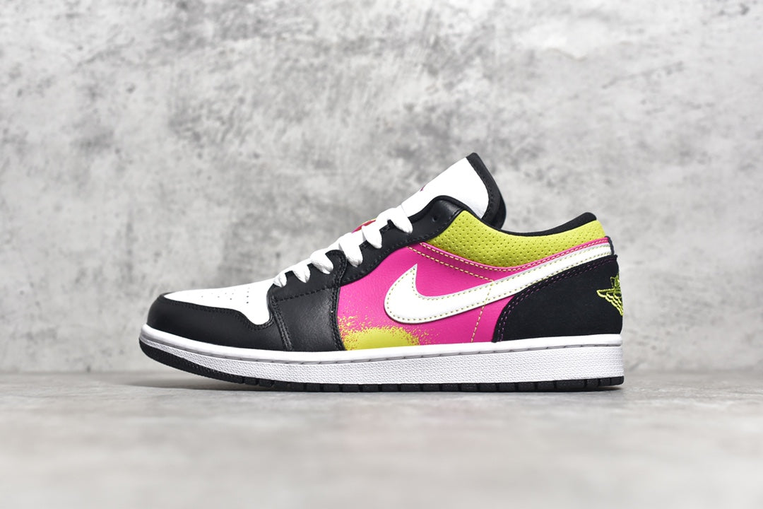 Air Jordan 1 Low svart rosa gul vit herr