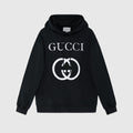 Svart unisexhoodie med vitt Gucci-motiv framtill