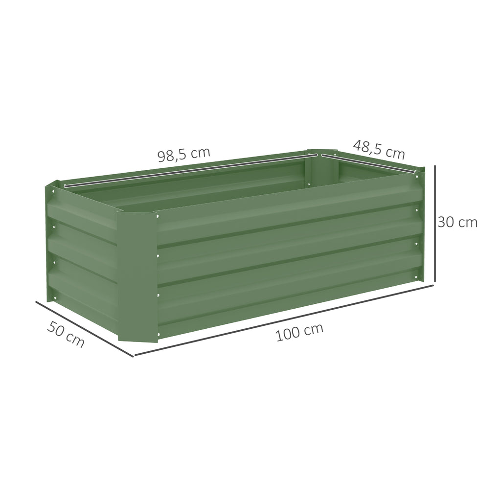 Lot de 2 carré potager de jardin dim. 100L x 50l x 30H cm - tôle d'acier ondulée vert-2