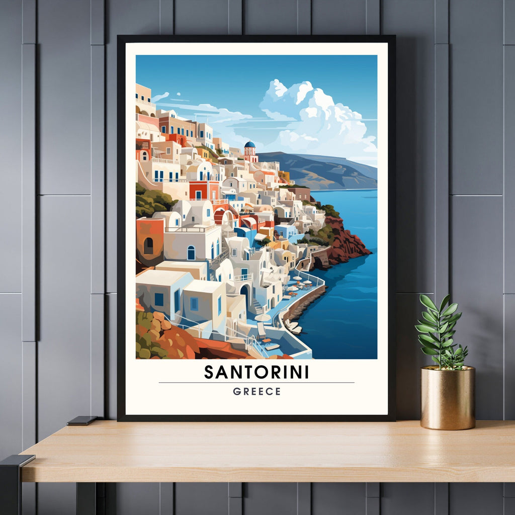 Impression Santorin, Grèce | Affiche de voyage Santorin  | Affiche Grèce-0