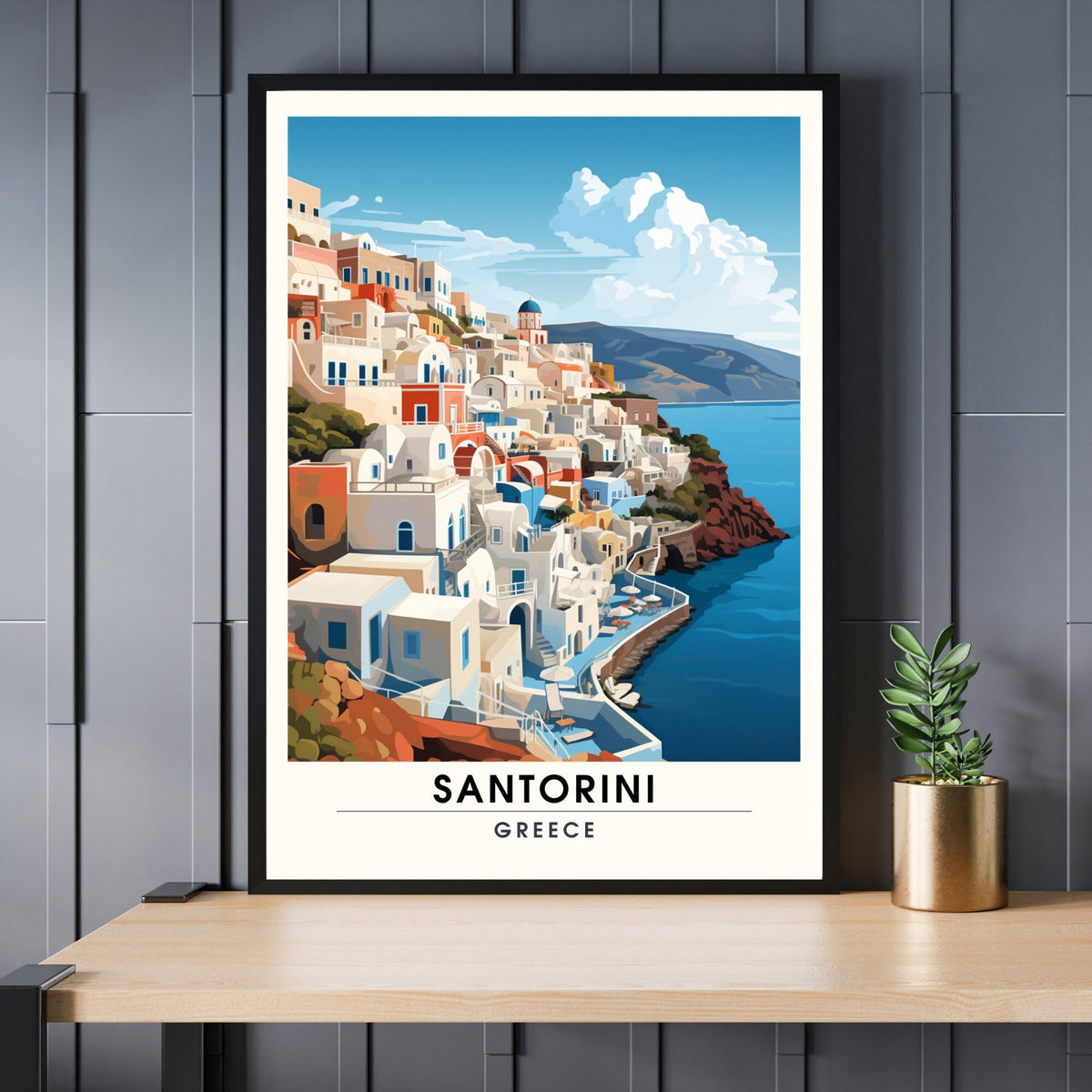 Impression Santorin, Grèce | Affiche de voyage Santorin  | Affiche Grèce-0