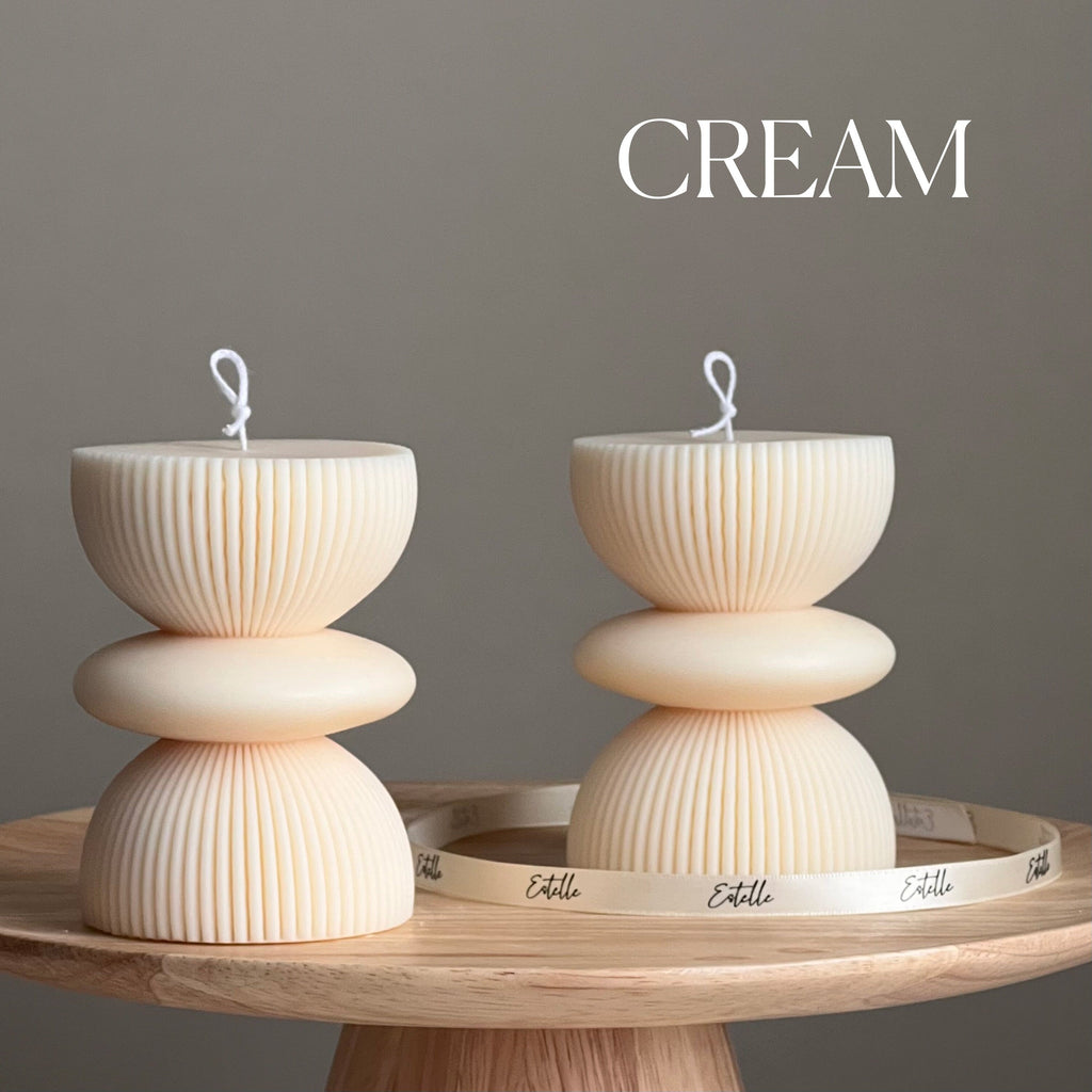 Geometric Soy Pillar Candle: Sculptural Home Decor-2