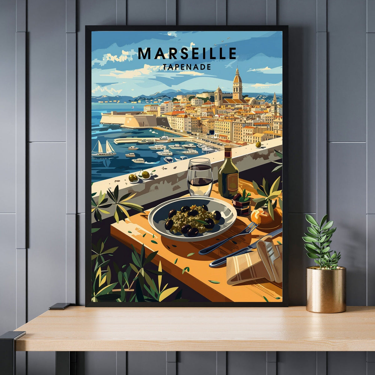Kitchen poster | Marseille poster | Tapenade print | Travel souvenir | Gift idea | France travel print-3
