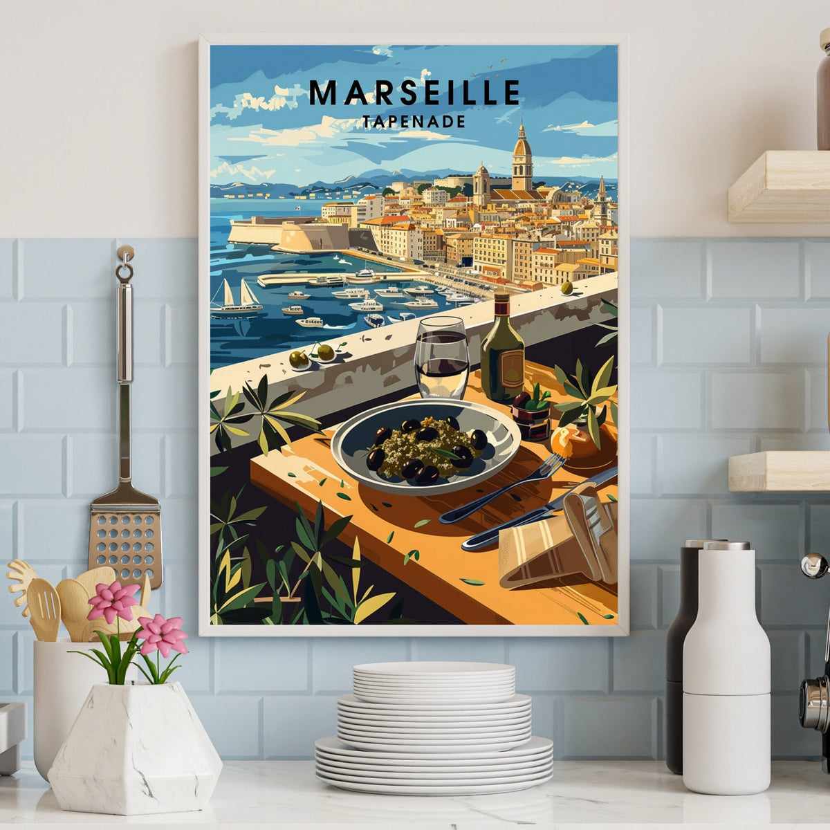 Kitchen poster | Marseille poster | Tapenade print | Travel souvenir | Gift idea | France travel print-2