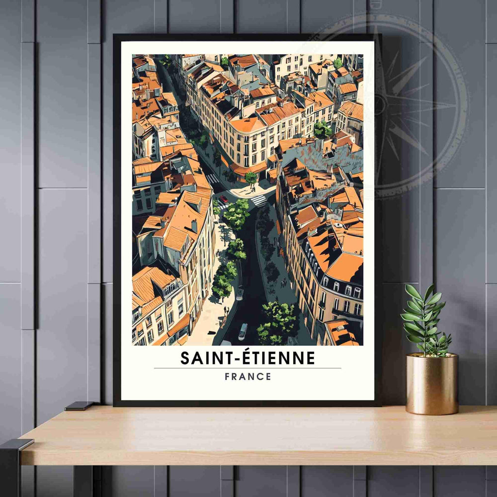 Affiche Saint-Étienne | Impression de voyage Saint-Étienne, France - Vue de ciel-0