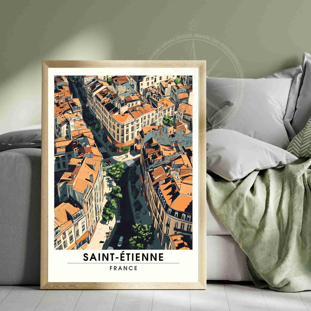 Affiche Saint-Étienne | Impression de voyage Saint-Étienne, France - Vue de ciel-2