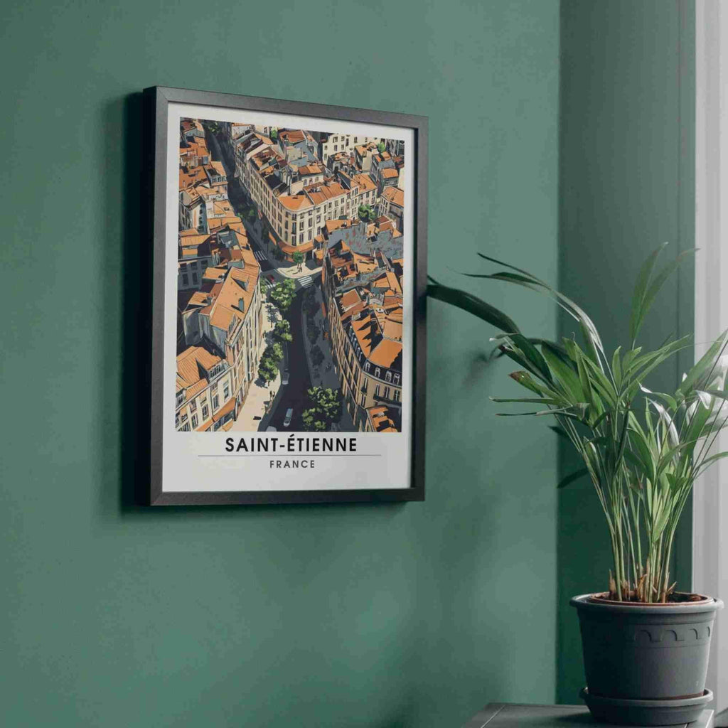 Affiche Saint-Étienne | Impression de voyage Saint-Étienne, France - Vue de ciel-1