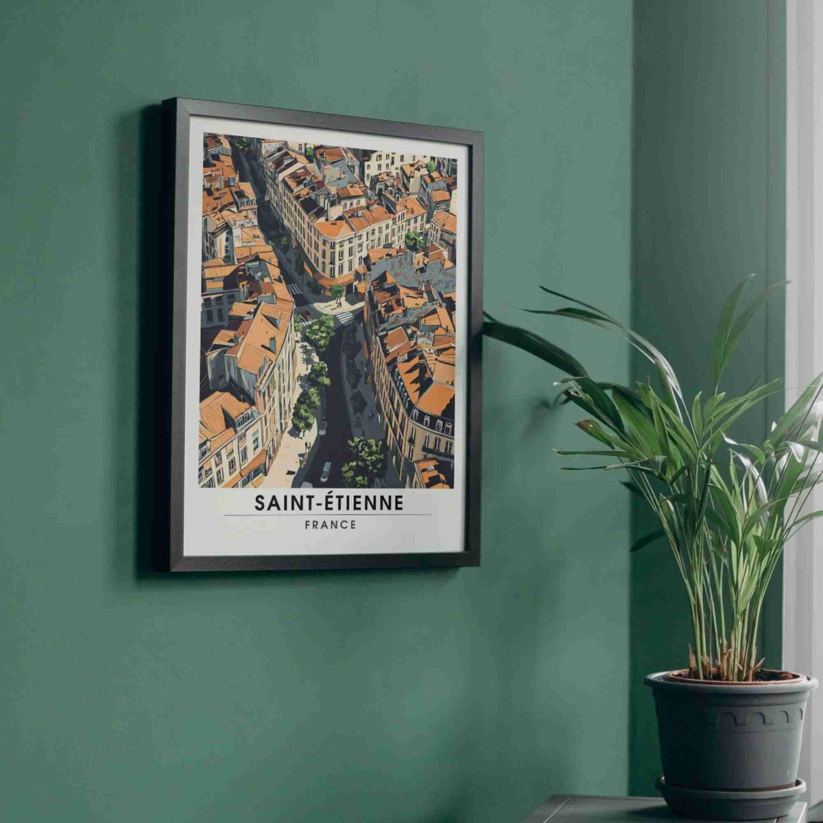 Affiche Saint-Étienne | Impression de voyage Saint-Étienne, France - Vue de ciel-1