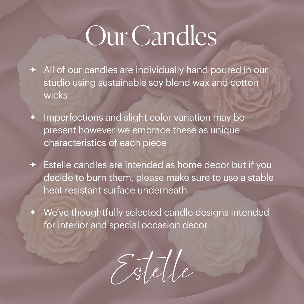 Handmade Rose Flower Candle: Vegan Soy Pillar Candle-4