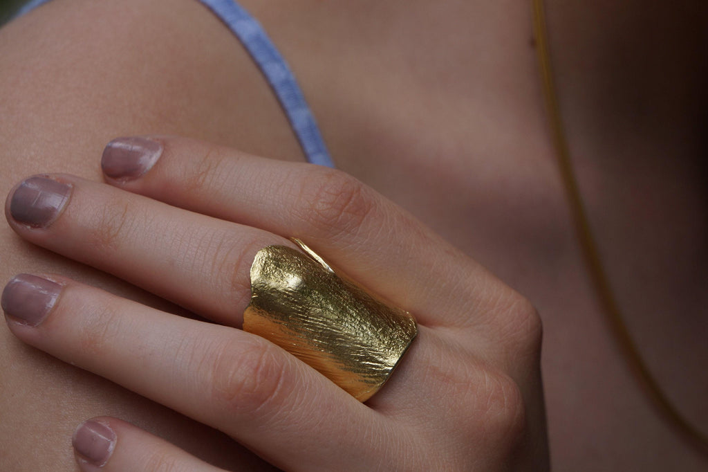 Ginkgo Leaf Ring: Nature Jewelry Collection (Gold Plated, Adjustable)-2