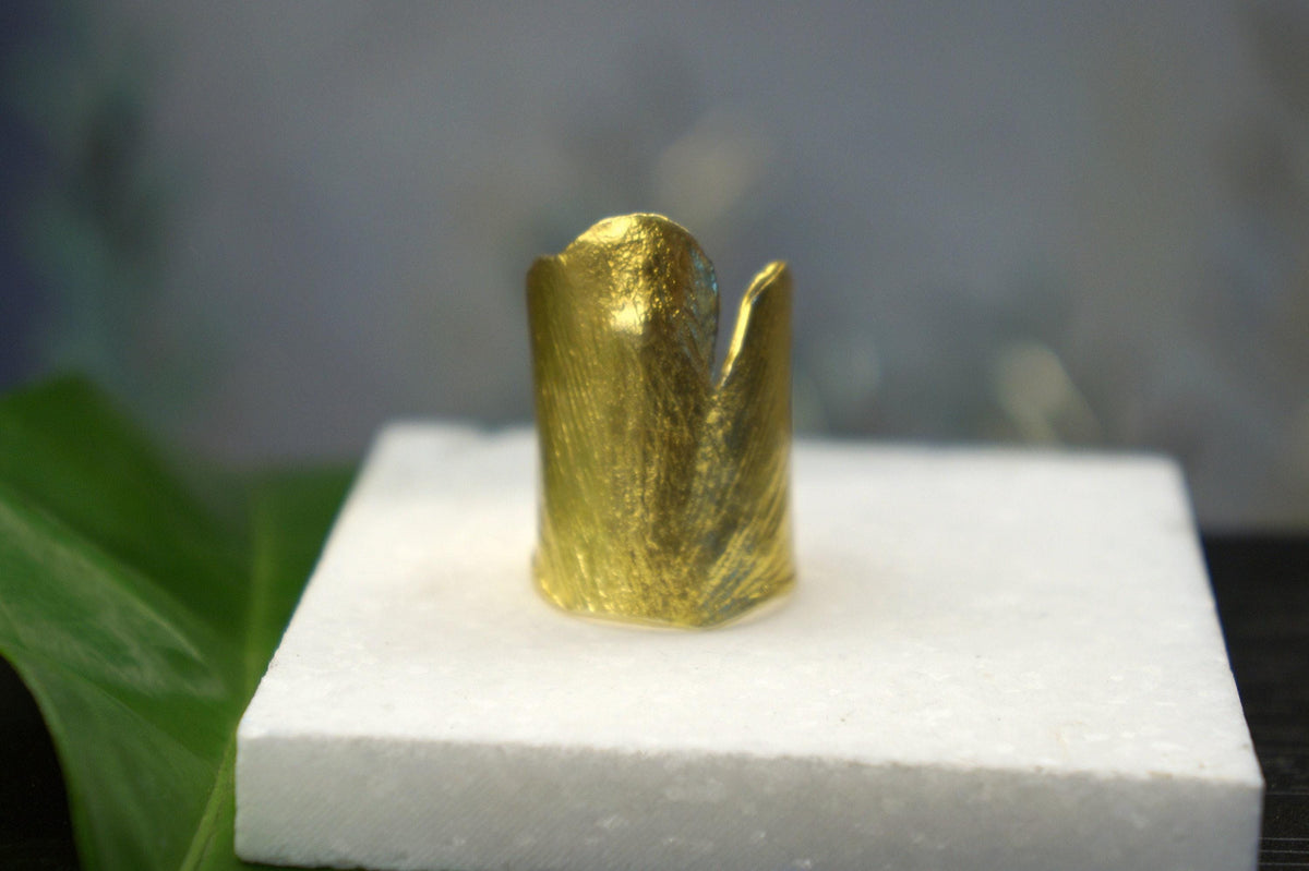 Ginkgo Leaf Ring: Nature Jewelry Collection (Gold Plated, Adjustable)-1
