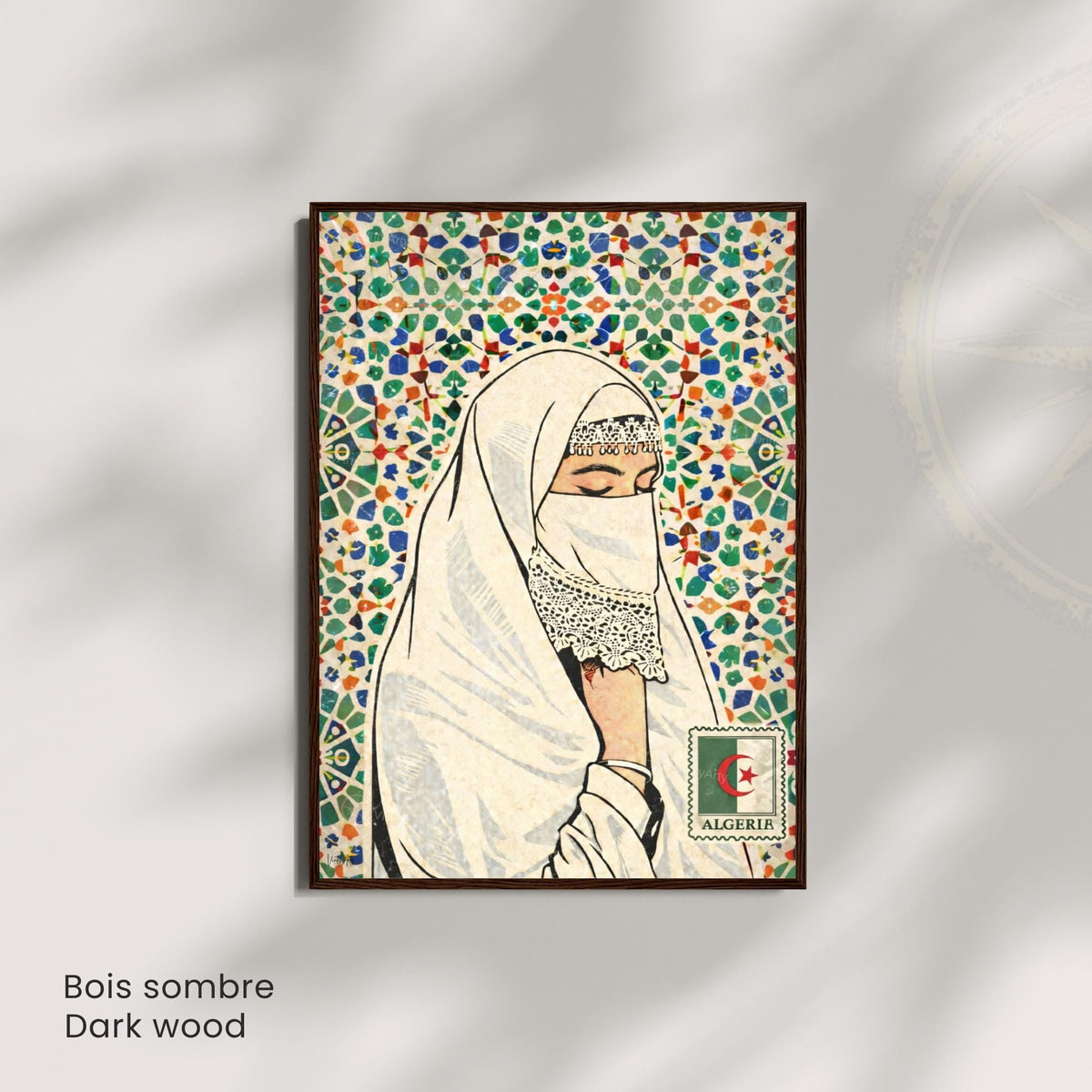 Affiche Femme Algérienne – Art Oriental & Zellige – Illustration Murale Algérie – Décoration Culturelle Maghreb – Poster Vintage-2