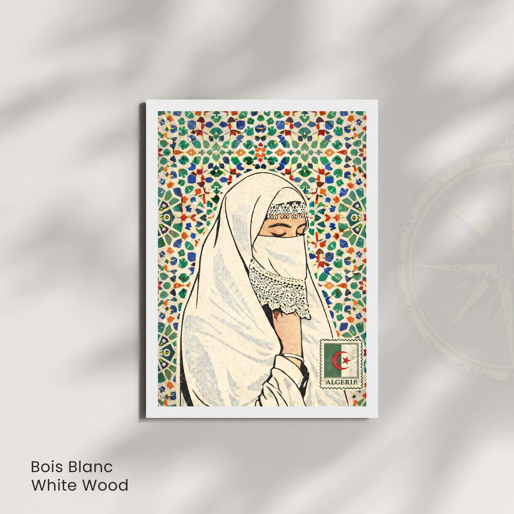 Affiche Femme Algérienne – Art Oriental & Zellige – Illustration Murale Algérie – Décoration Culturelle Maghreb – Poster Vintage-4