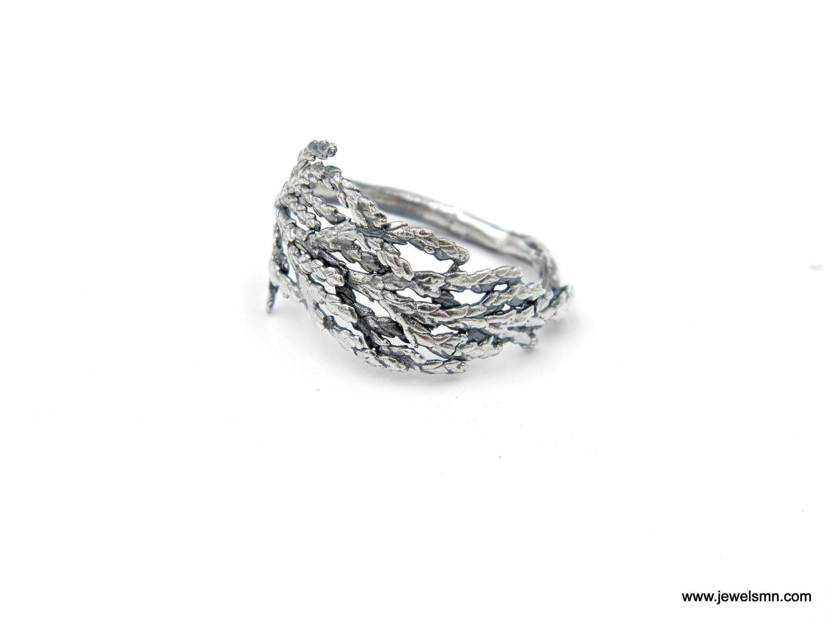 Real Juniper Branch Silver Ring, Handmade Minimalist Jewelry, Organic Forest Band, Gift for Health & Resilience, Sterling Silver 925-3
