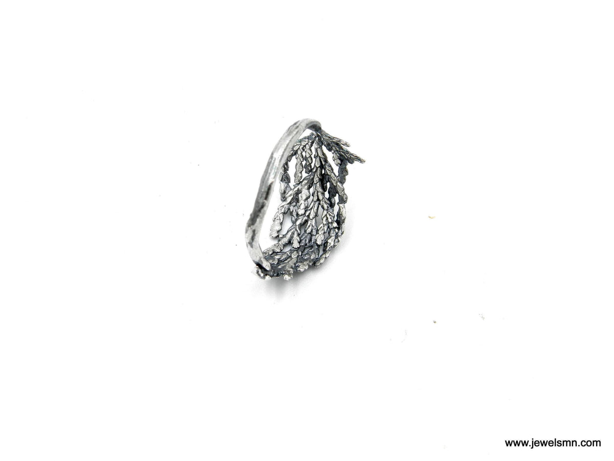 Real Juniper Branch Silver Ring, Handmade Minimalist Jewelry, Organic Forest Band, Gift for Health & Resilience, Sterling Silver 925-4