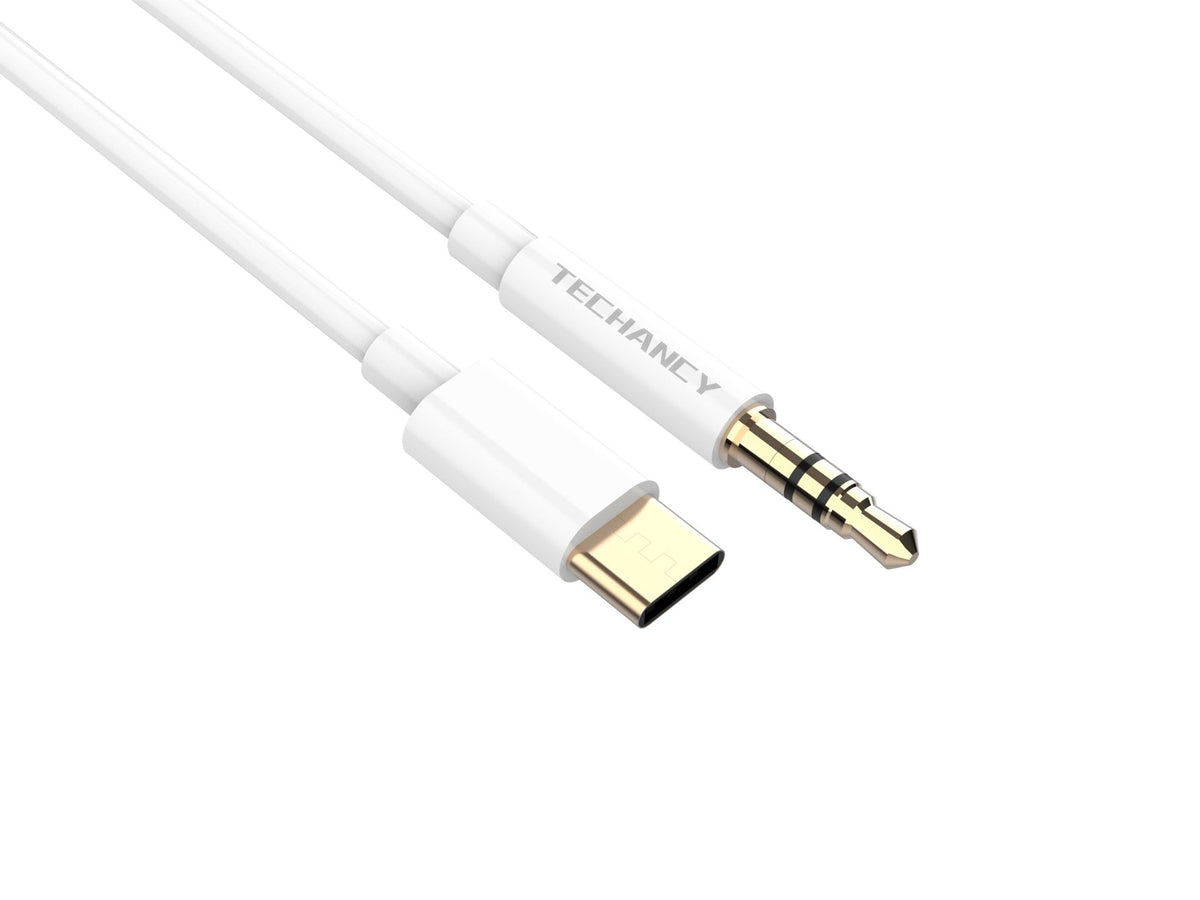 Techancy Automotive Aux Audio Cable  KQ2602, Tipo-C Para 3,5 Mm, 1 Metro, Qualidade De Som Hifi,Branco-0
