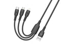 Techancy Cabo 3 em 1 TB1742, 2.4A, 1m Preto, USB-C/Micro/Lightning, CompatIvel com Dispositivos Diversos, Design Resistente-0