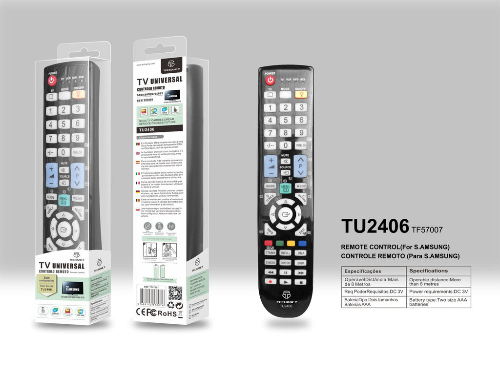 Controlo remoto sem fios Techancy TV, TU2406, sem necessidade de configuração, controlo remoto para televisores Samsung, preto-1