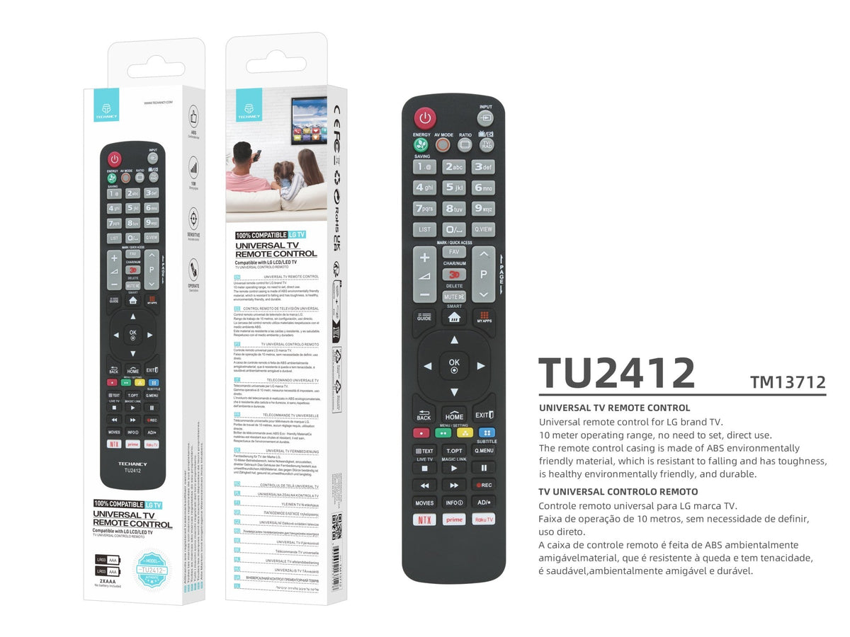 Techancy Controlo Remoto De Tv TU2412, Compatível Com Televisores Da Marca Lg, Emparelhamento Automático Sem Configuração-3