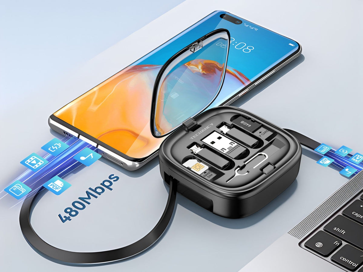 Techancy Cabo De Dados Multifunções Otg Kit TV3758, Várias Combinações Para Combinar, Carregar E Transferir/Armazenar Dados-3