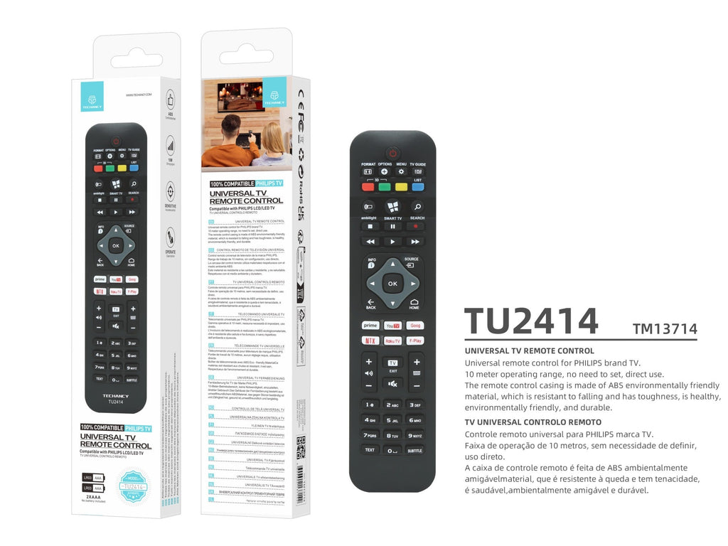 Techancy Controlo Remoto De Tv TU2414, Compatível Com Televisores Da Marca Philips, Emparelhamento Automático Sem Configuração-3
