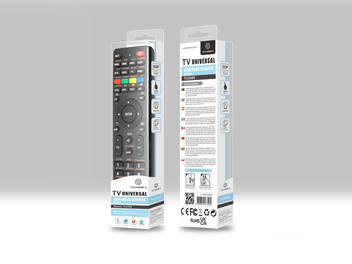 Techancy Controlo Remoto Universal Para Tv TU2400, Ligação De Configuração Simples, Compatível Com Televisores Led/Lcd Novos E Antigos-1