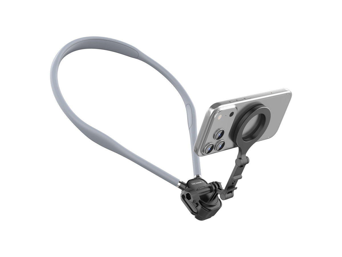Techancy Suporte Magnetico de Pescoco TI2347 para Telemovel e Camara, Braco Flexivel 70cm, Maos Livres, Cinzento-0